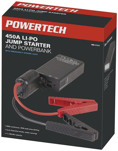 Powertech Glovebox Jump Starter and Powerbank - 450 Amp