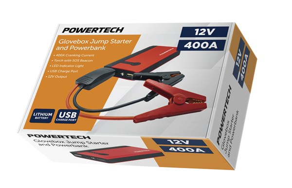 Powertech Glovebox Jump Starter and Powerbank - 400 Amp