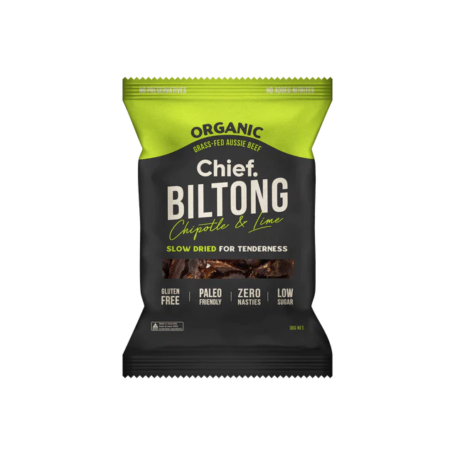Chief. Grass Fed Aussie Beef 30g Biltong - Chipotle & Lime