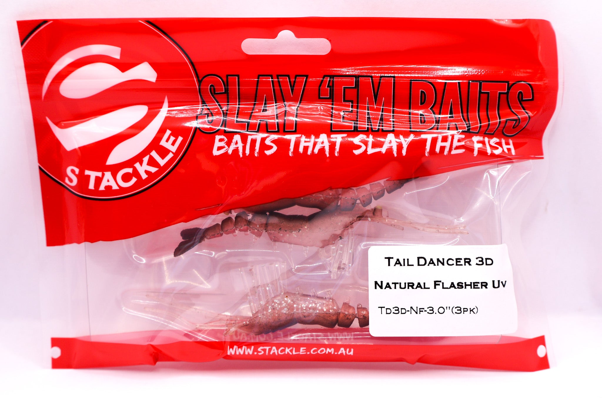 S Tackle Tail Dancer Natural Prawn UV Flasher Lure 3D 3" - 3 Pack