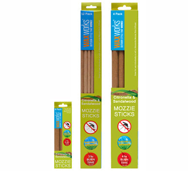 Waxworks Citronella & Sandalwood Mozzie Sticks - 4 Pack