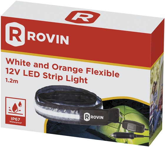 Rovin White & Orange Flexible 12V LED Strip Light - 1.2m