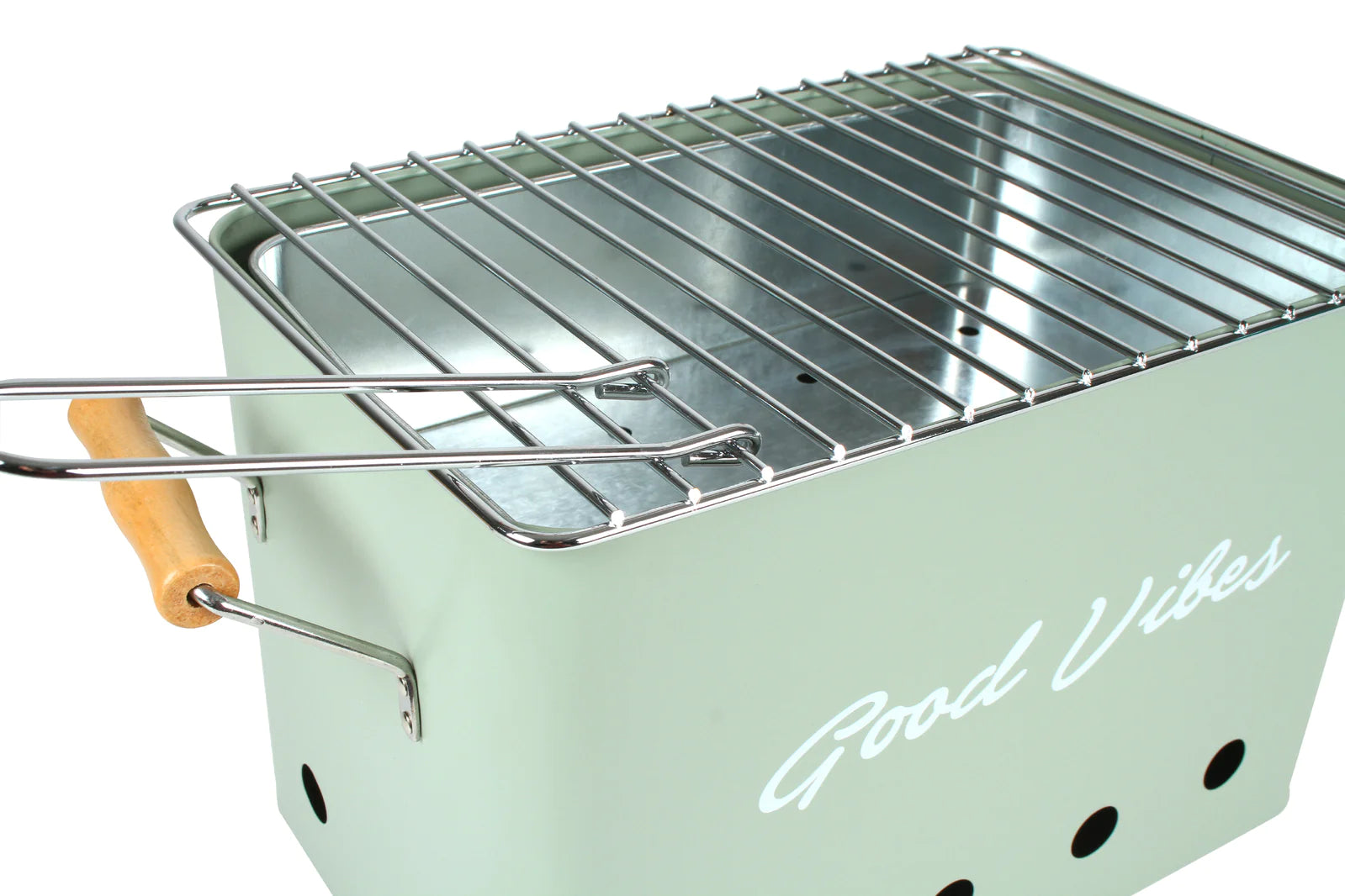 Good Vibes Portable Charcoal Beach Barbeque - Sage Green