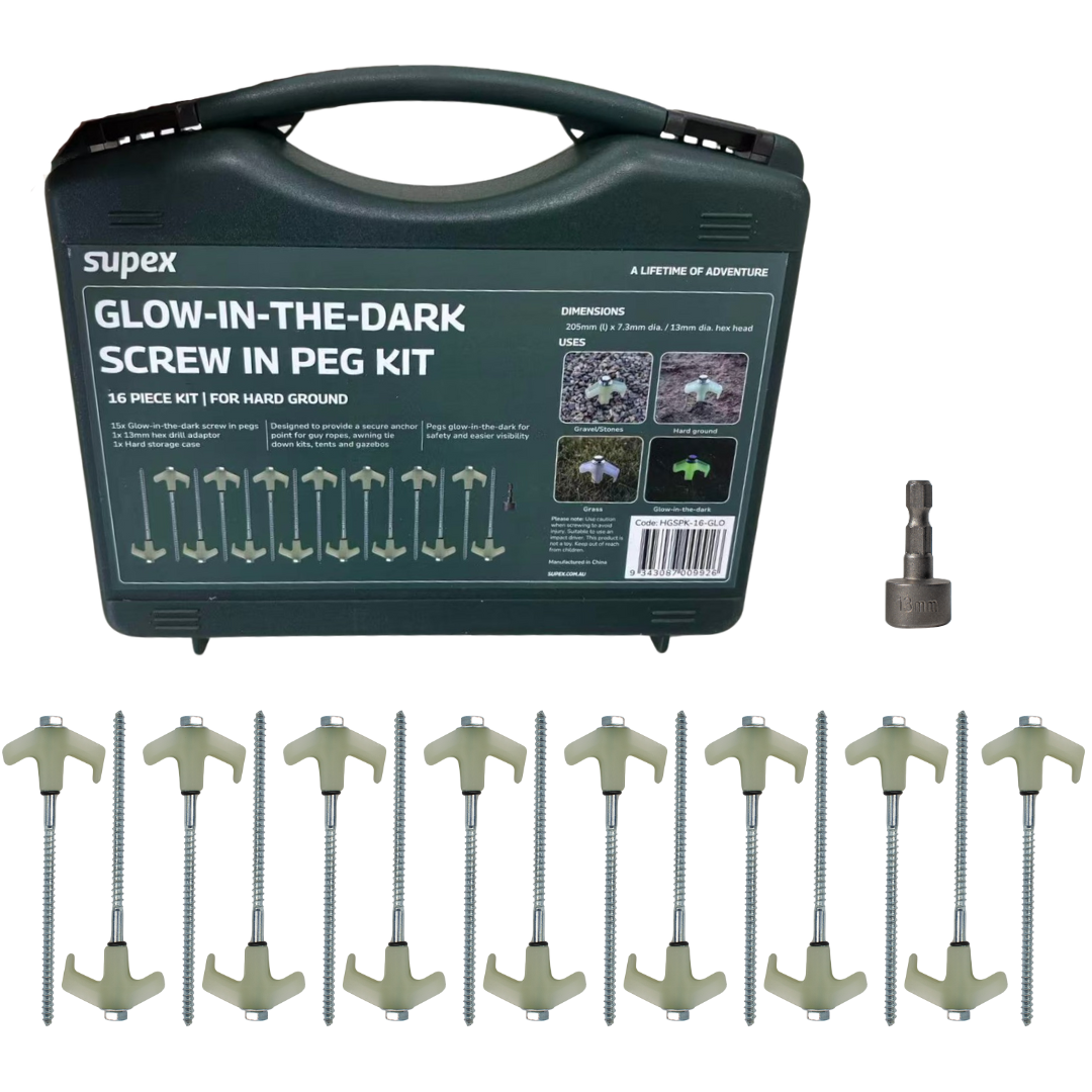 Supex Glow-in-the-Dark Screw In Peg Kit - 16 Piece