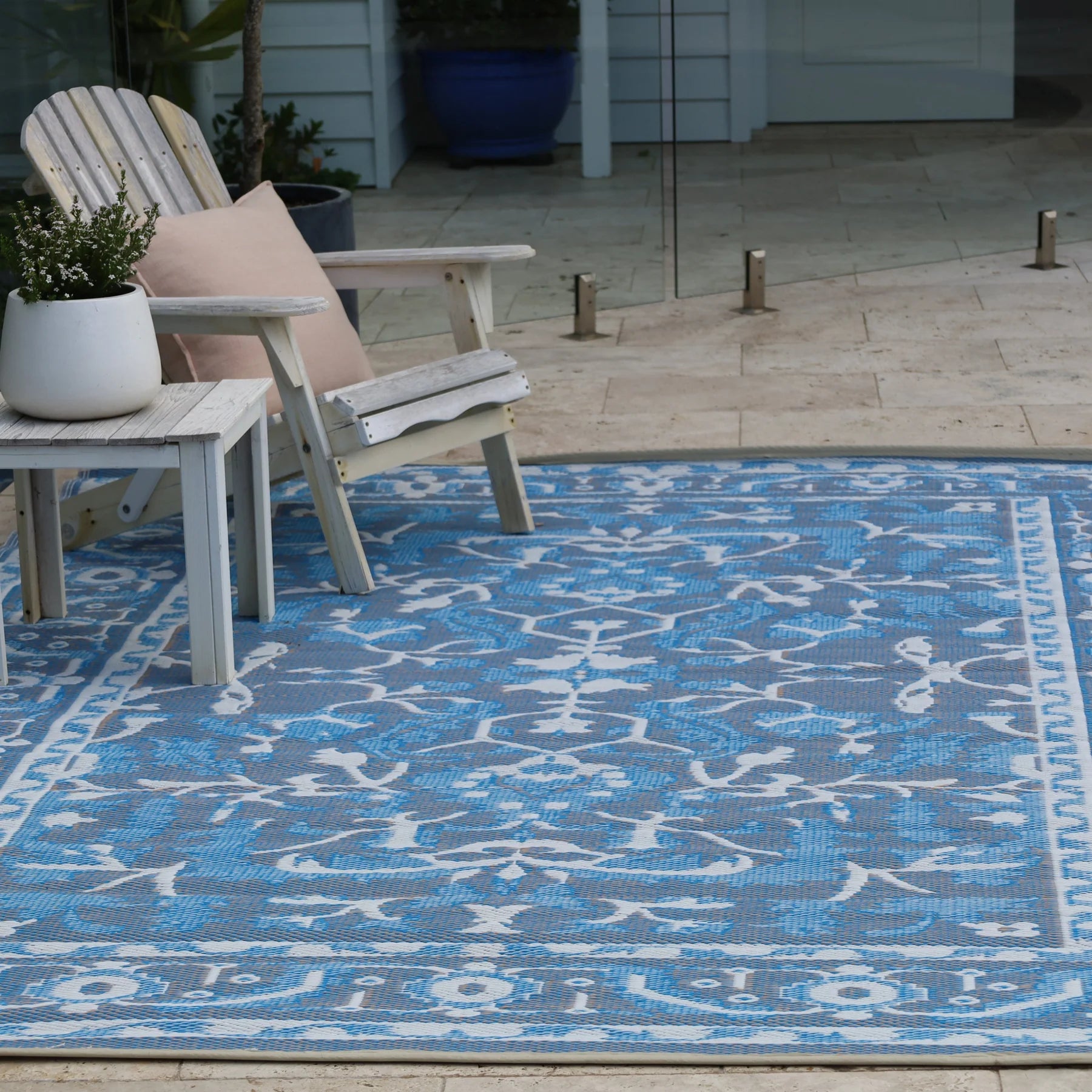 Fab Habitat Indoor/Outdoor Rug - Nain blue