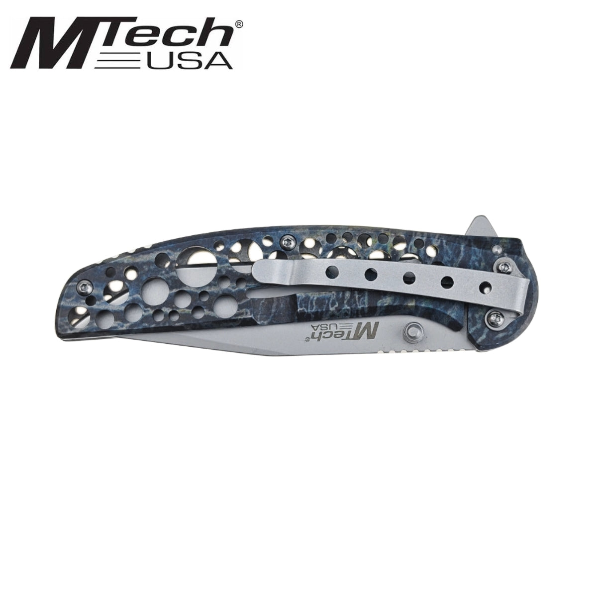 MTech USA Blue Marble Pocket Knife