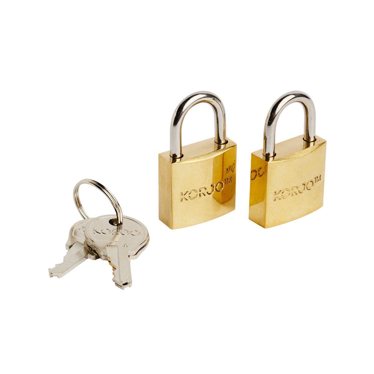 Korjo Solid Brass 20mm Travel Padlocks - 2 Pack