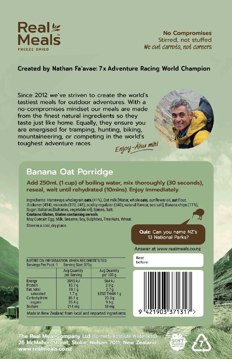 Real Meals - Banana Oat Porridge