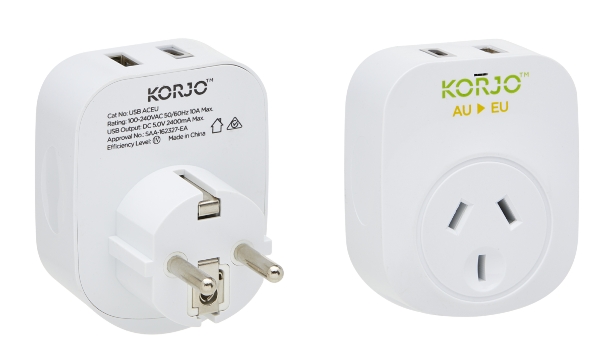 Korjo Adaptor AU/EU with USB A & C