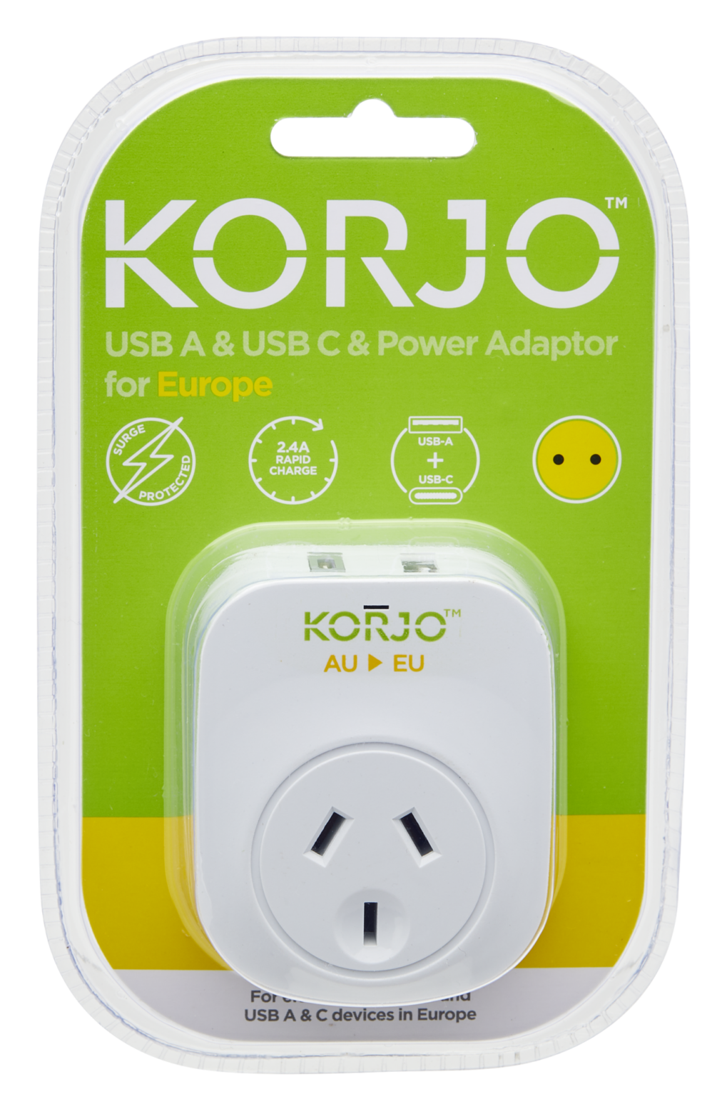 Korjo Adaptor AU/EU with USB A & C