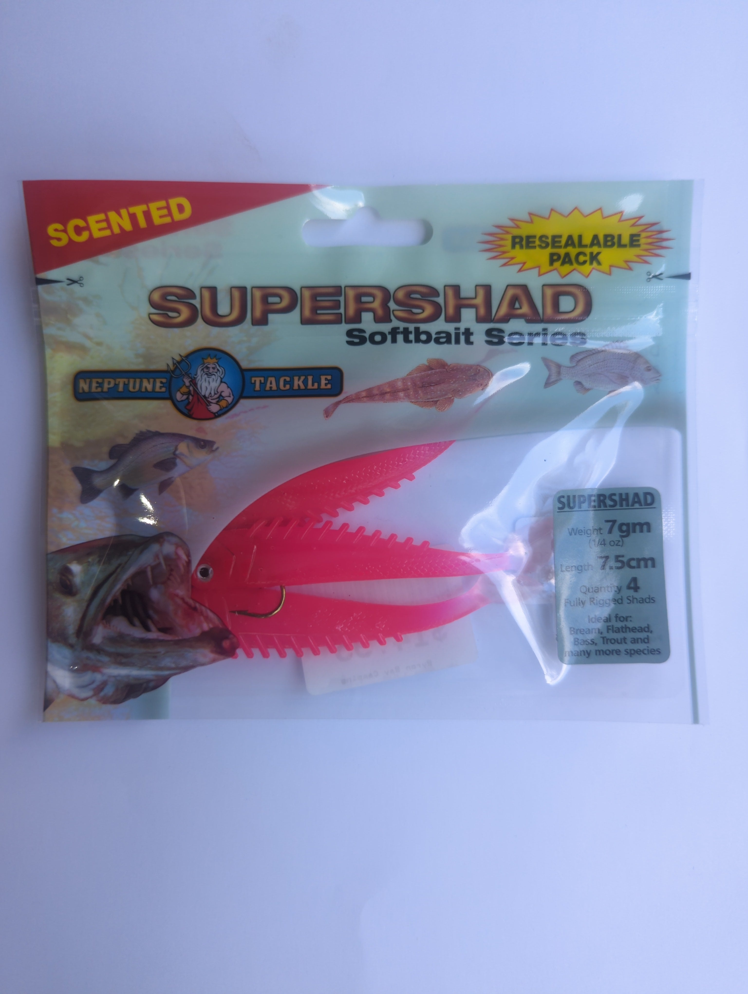 Neptune Tackle SuperShad Soft Bait Lures - 7.5cm Pink