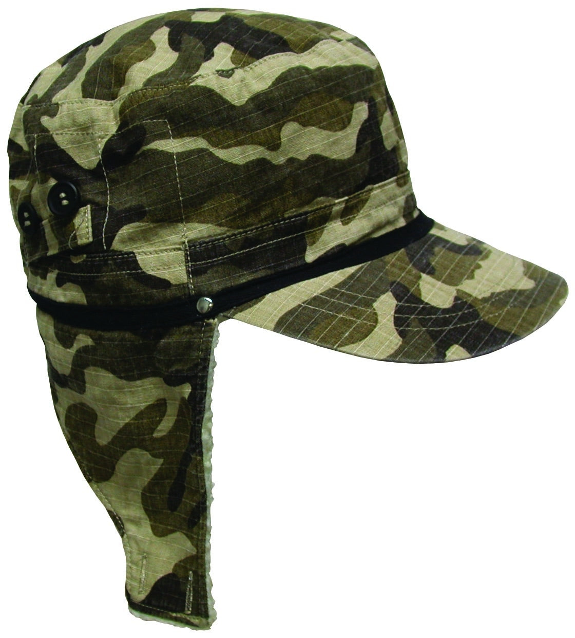 Avenel Cotton Camo Flying Cap with Fleece Lining