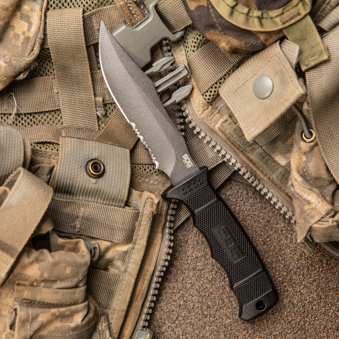 SOG Seal Pup Fixed Blade Knife with Kydex Sheath