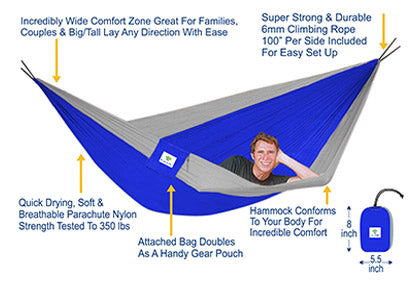 Hammock Bliss Triple Hammock - Blue/Silver